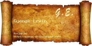 Gyenge Ervin névjegykártya